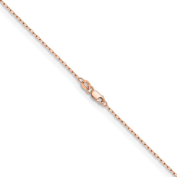 18K Solid Rose Pink Gold 1.2mm Cable Rolo Link Chain Belcher Necklace