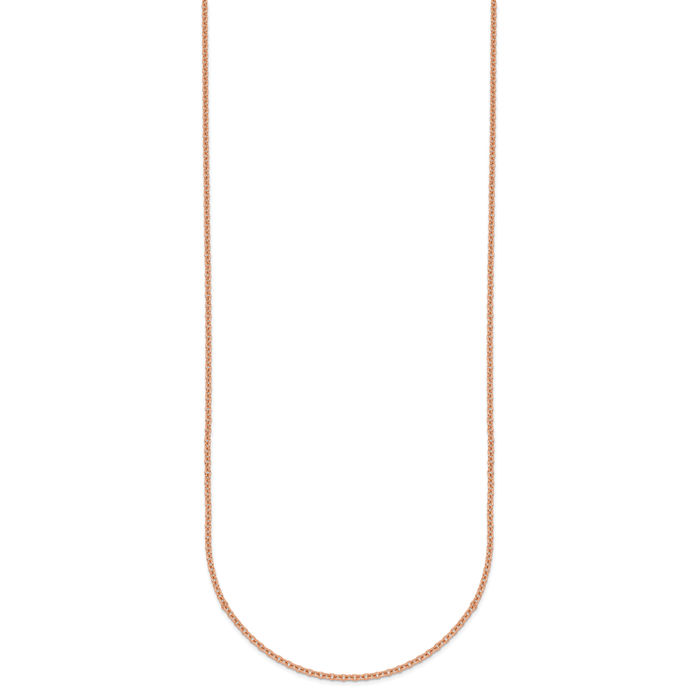 18K Solid Rose Pink Gold 1.5mm Cable Rolo Link Chain Belcher Necklace