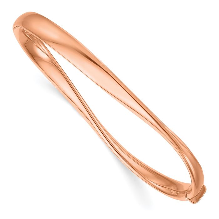 18K Solid Rose Gold Twisted Bangle Bracelet