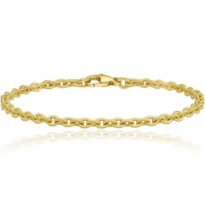 18K Solid Green Gold 2.8mm Cable Rolo Link Chain Bracelet