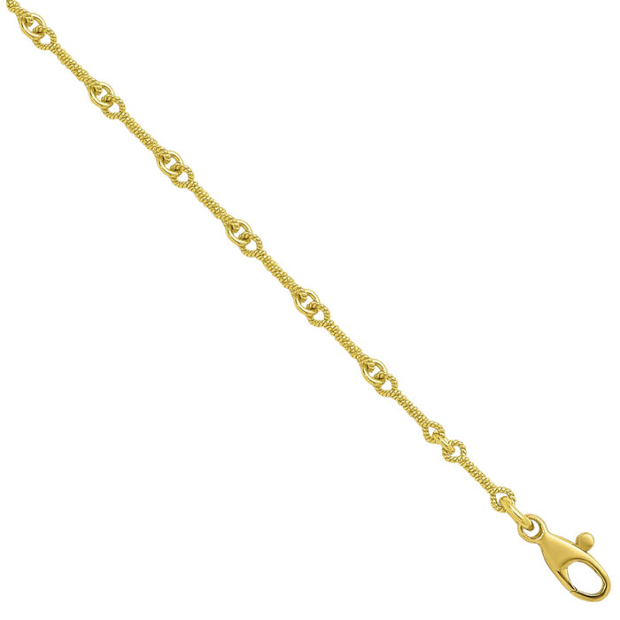 18K Solid Green Gold Twisted 2.8mm Bar Link Chain Necklace