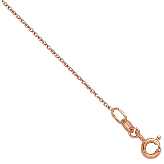 18K Solid Rose Pink Gold 1.1mm Cable Rolo Link Chain Belcher Necklace