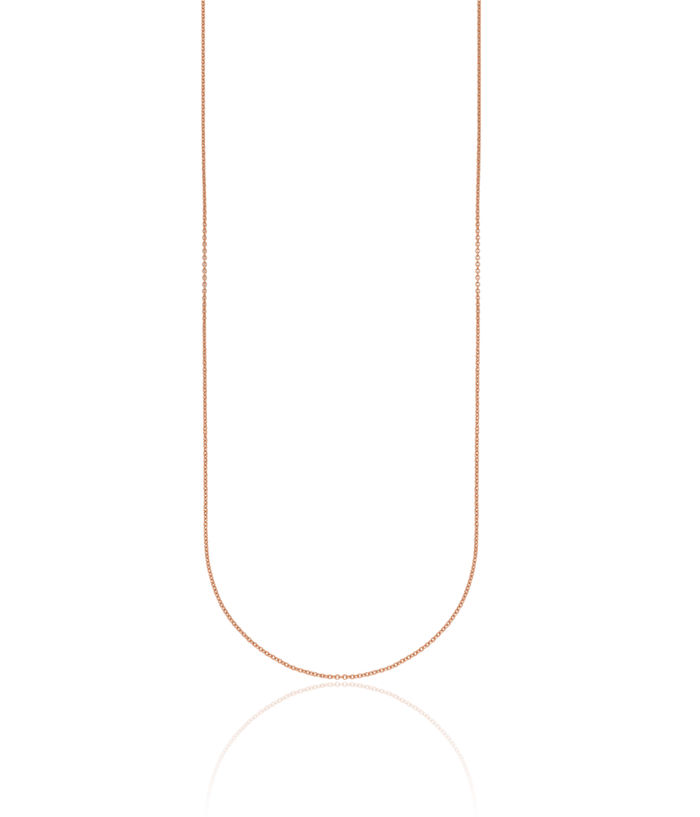 18K Solid Rose Pink Gold 1.1mm Cable Rolo Link Chain Belcher Necklace