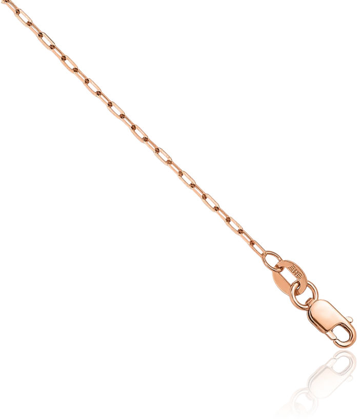 18K Solid Rose Pink Gold 1.2mm Cable Rolo Link Chain Belcher Necklace