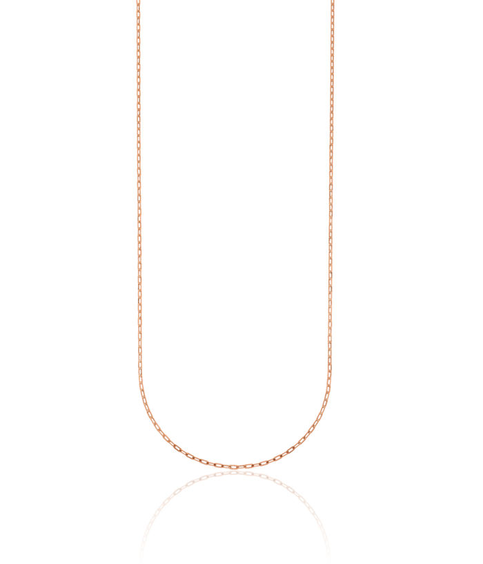 18K Solid Rose Pink Gold 1.2mm Cable Rolo Link Chain Belcher Necklace