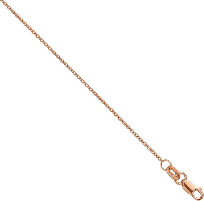 18K Solid Rose Pink Gold 1.3mm Cable Rolo Link Chain Belcher Necklace