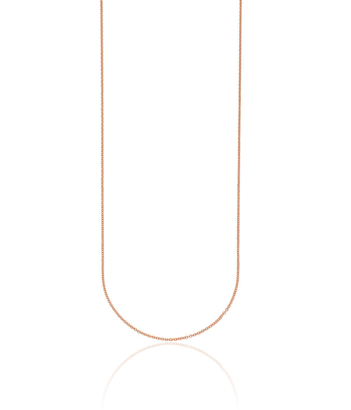 18K Solid Rose Pink Gold 1.3mm Cable Rolo Link Chain Belcher Necklace