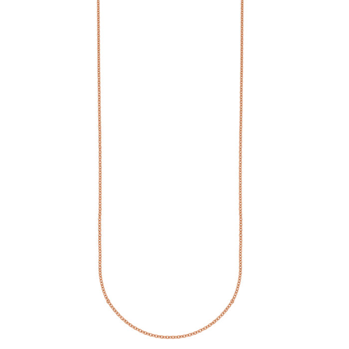 18K Solid Rose Pink Gold 1.5mm Cable Rolo Link Chain Belcher Necklace