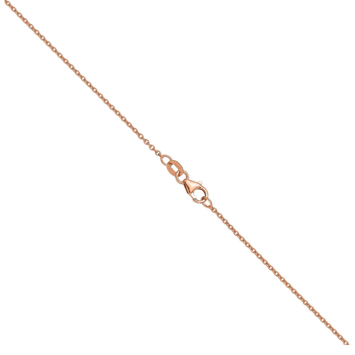 18K Solid Rose Pink Gold 1.5mm Cable Rolo Link Chain Belcher Necklace