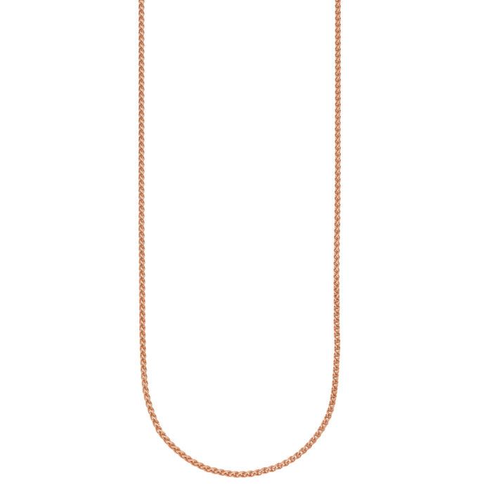 18K Solid Rose Pink Gold 1.7mm Spiga Wheat Link Chain Necklace