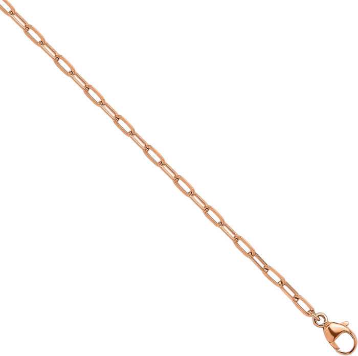 18K Solid Rose Pink Gold 2.2mm Cable Rolo Link Chain Belcher Necklace