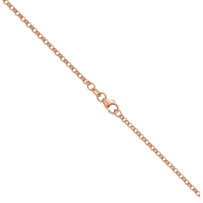 18K Solid Rose Pink Gold 2.4mm Cable Rolo Link Chain Belcher Necklace