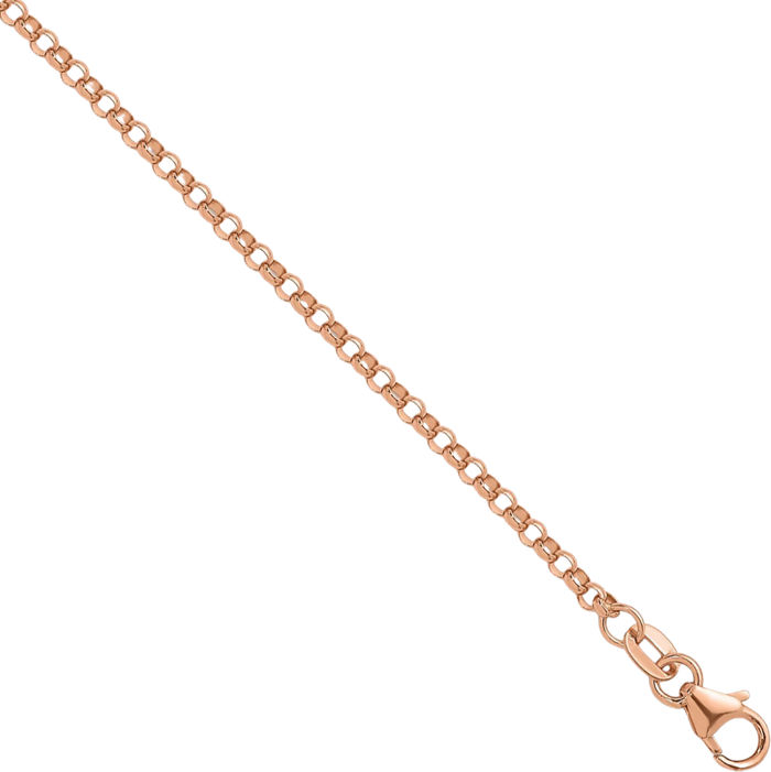 18K Solid Rose Pink Gold 2.4mm Cable Rolo Link Chain Belcher Necklace