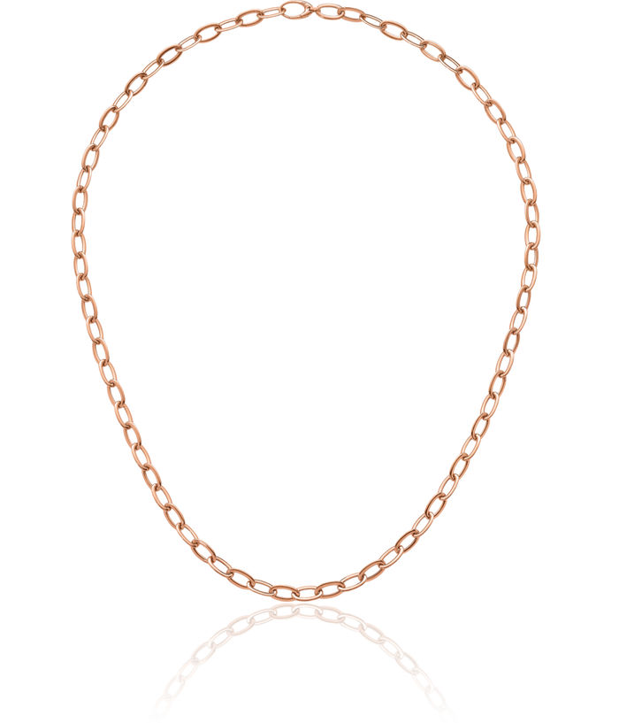 18K Solid Rose Pink Gold 8.3mm Oval Cable Rolo Link Chain Belcher Necklace