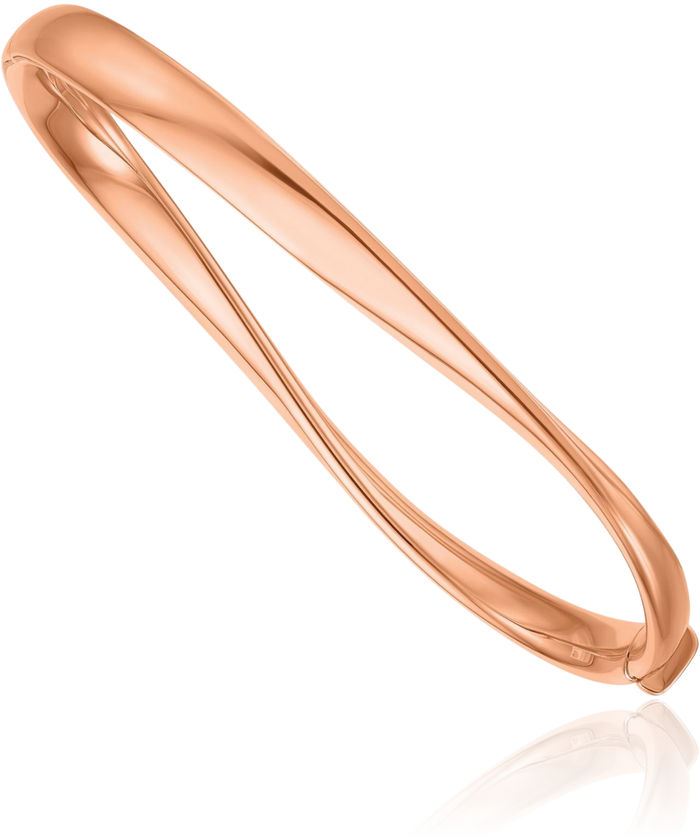 18K Solid Rose Pink Gold Twisted Bangle Bracelet