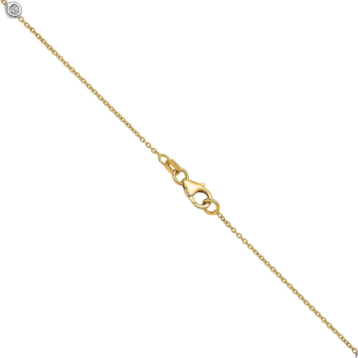 18K Solid Two Tone Gold White Lab Diamond Station Necklace Chain