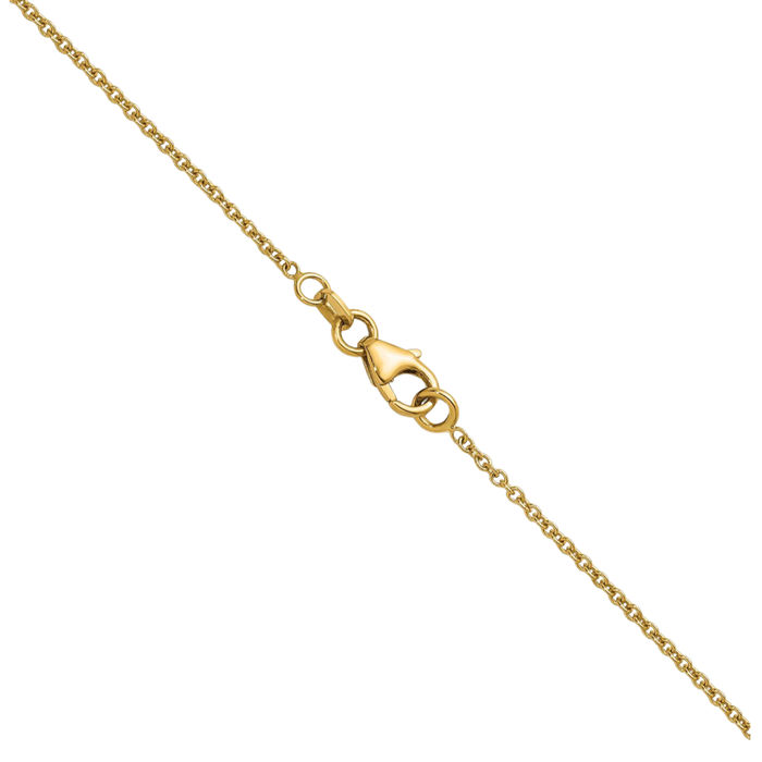 18K Solid Two Tone Gold White 1.5mm Diamond Stations Solitaire Necklace Chain