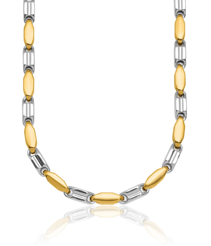 18K Solid Two Tone Gold Link Necklace Chain