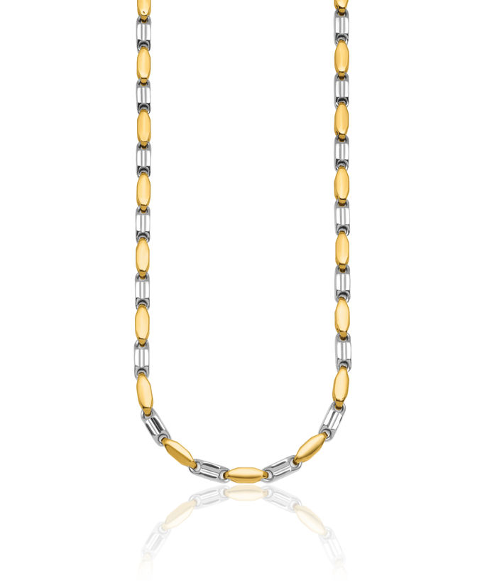 18K Solid Two Tone Gold Link Necklace Chain