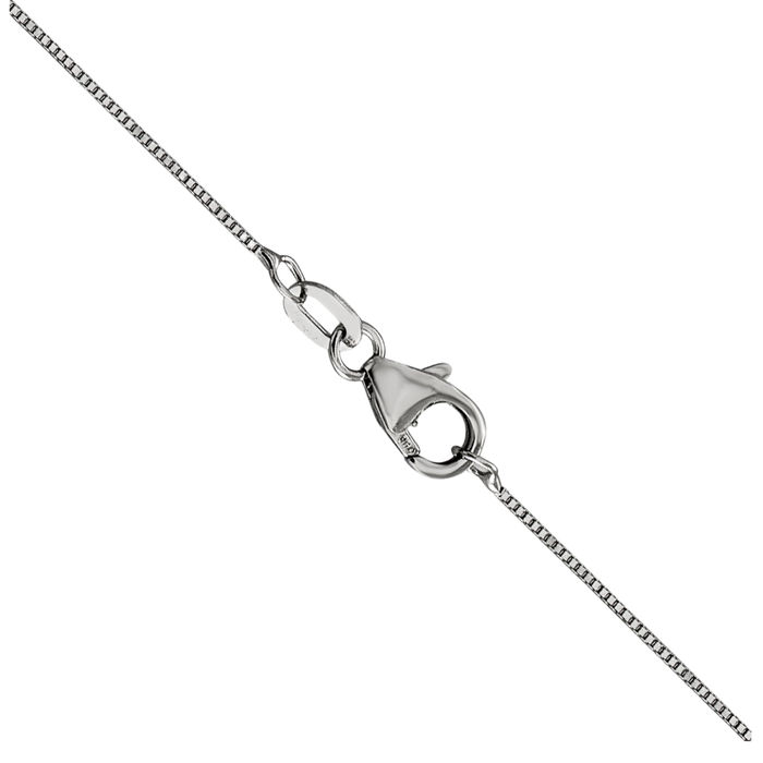 18K Solid White Gold 0.5mm Box Link Chain Necklace