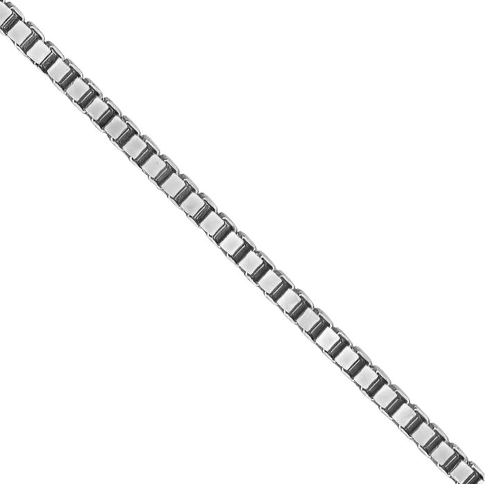 18K Solid White Gold 0.5mm Box Link Chain Necklace