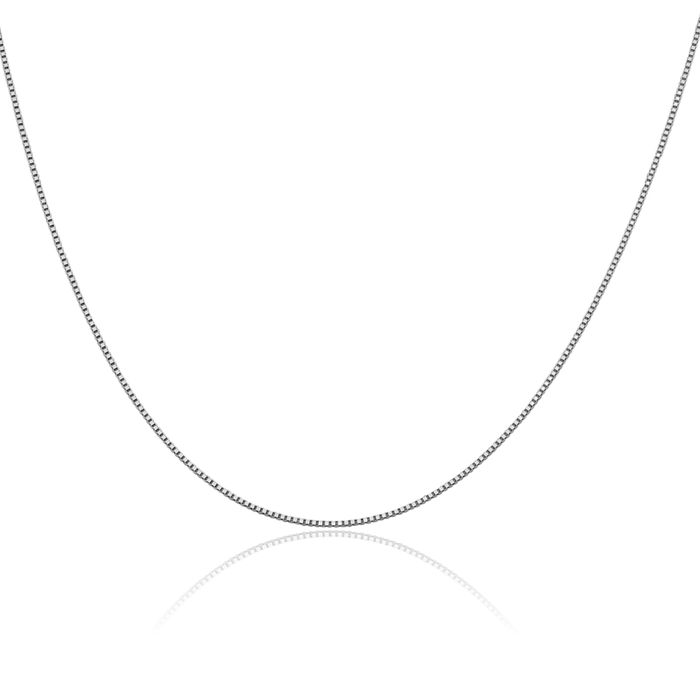 18K Solid White Gold 0.7mm Box Link Chain Necklace