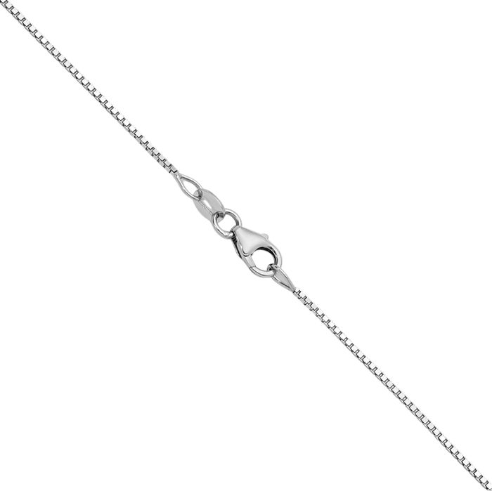 18K Solid White Gold 0.9mm Box Link Chain Necklace