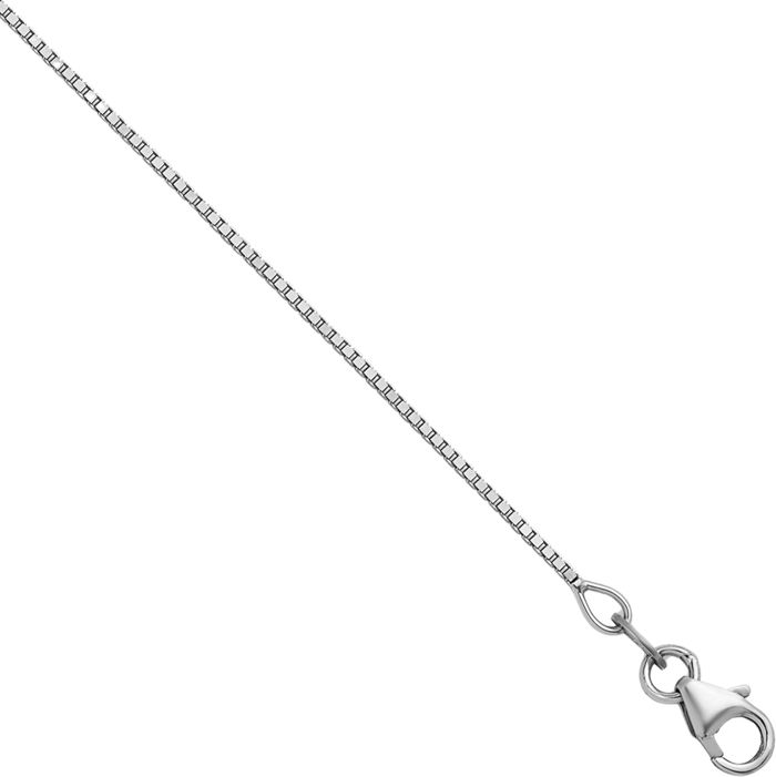 18K Solid White Gold 0.9mm Box Link Chain Necklace