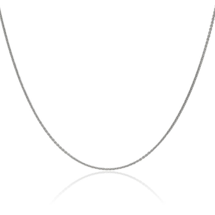 18K Solid White Gold 1.5mm Cable Rolo Link Chain Belcher Necklace