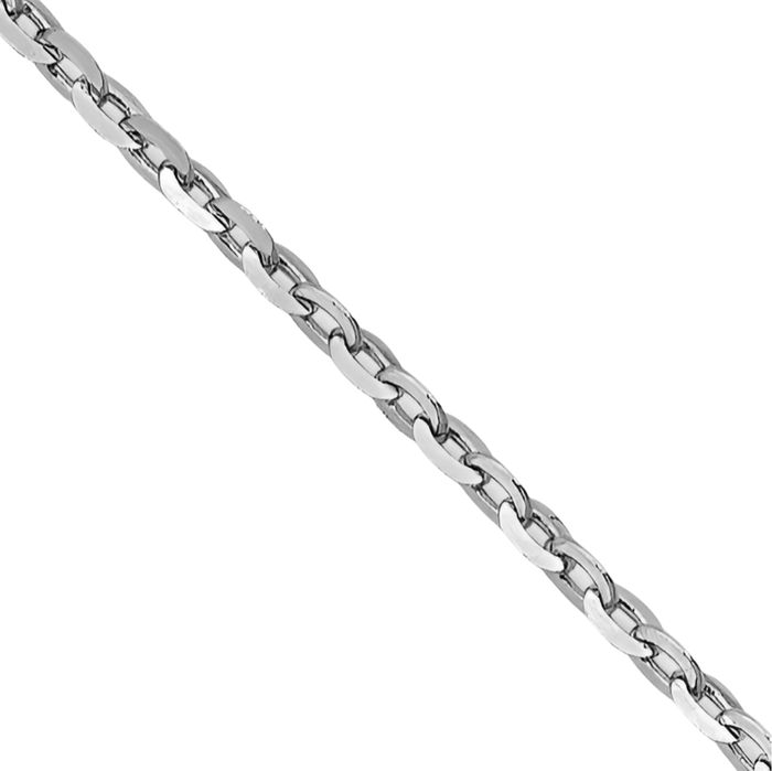 18K Solid White Gold 1.15mm Cable Rolo Link Chain Belcher Necklace