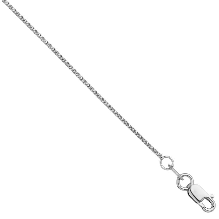 18K Solid White Gold 1.1mm Spiga Wheat Link Chain Necklace