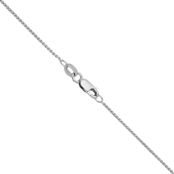 18K Solid White Gold 1.1mm Spiga Wheat Link Chain Necklace