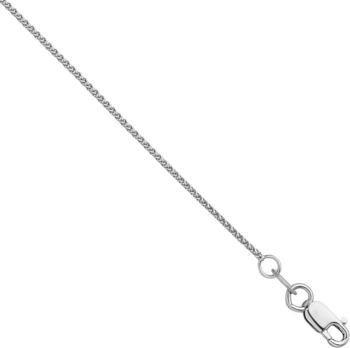 18K Solid White Gold 1.1mm Spiga Wheat Link Chain Necklace