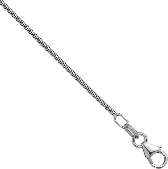 18K Solid White Gold 1.2mm Cubetto Omega Snake Chain Herringbone Necklace