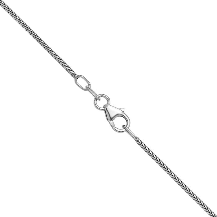 18K Solid White Gold 1.2mm Cubetto Omega Snake Chain Herringbone Necklace