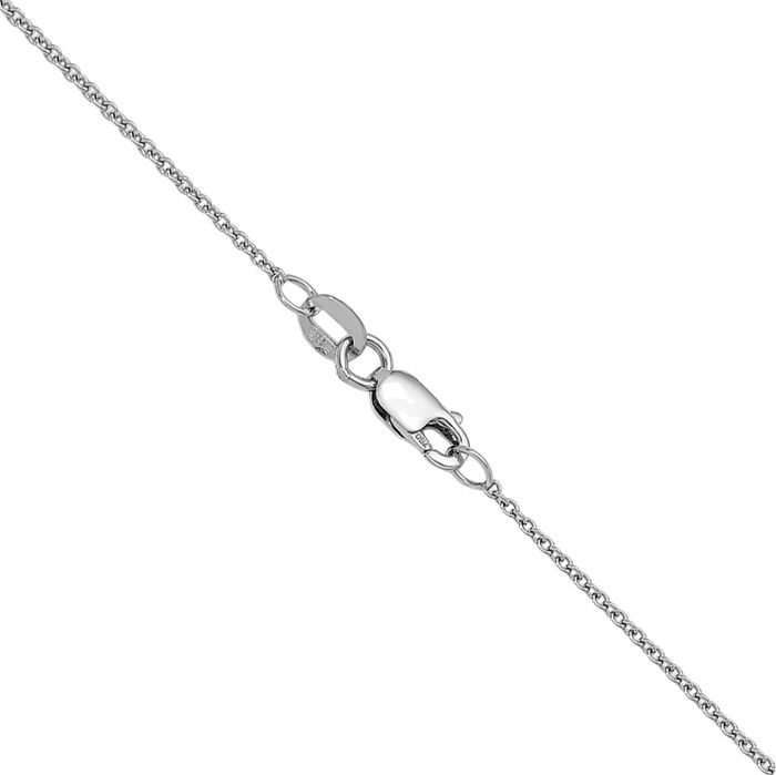 18K Solid White Gold 1.3mm Cable Rolo Link Chain Belcher Necklace