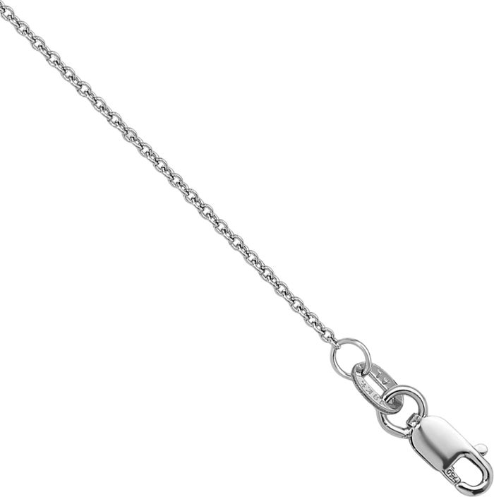 18K Solid White Gold 1.3mm Cable Rolo Link Chain Belcher Necklace