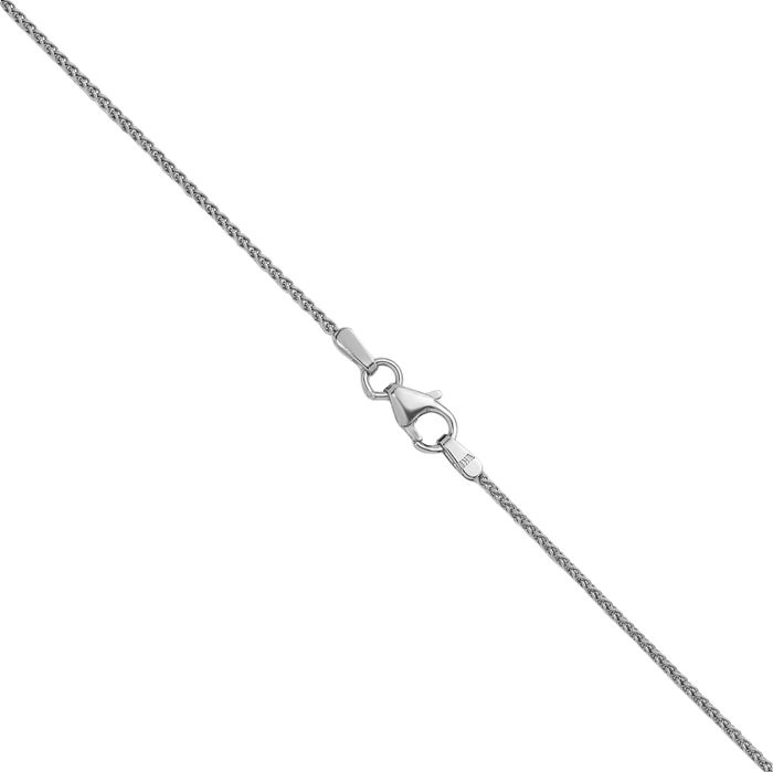 18K Solid White Gold 1.3mm Spiga Wheat Link Chain Necklace