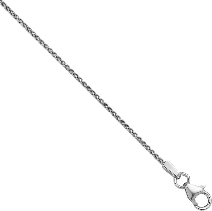 18K Solid White Gold 1.3mm Spiga Wheat Link Chain Necklace