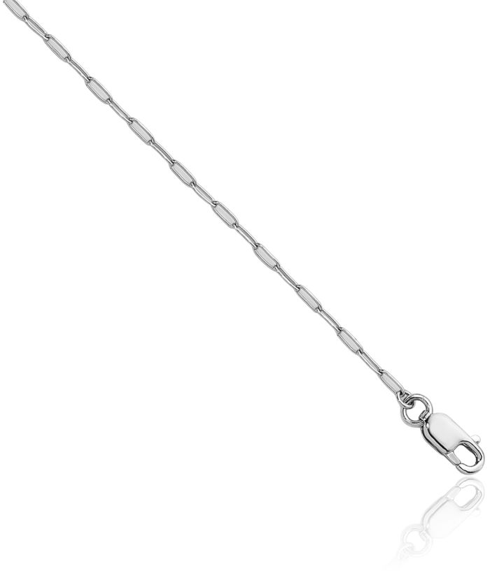 18K Solid White Gold 1.4mm Oval Cable Rolo Link Chain Belcher Necklace