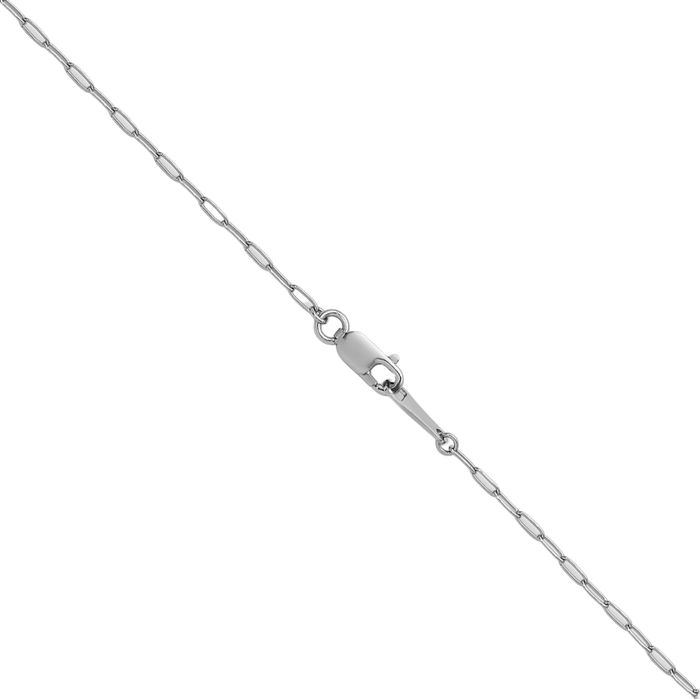 18K Solid White Gold 1.4mm Oval Cable Rolo Link Chain Belcher Necklace