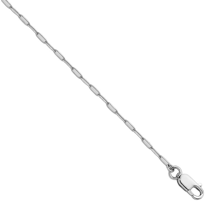 18K Solid White Gold 1.4mm Oval Cable Rolo Link Chain Belcher Necklace