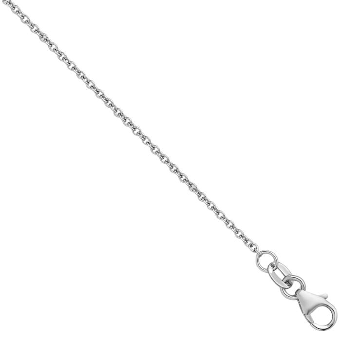 18K Solid White Gold 1.5mm Cable Rolo Link Chain Belcher Necklace