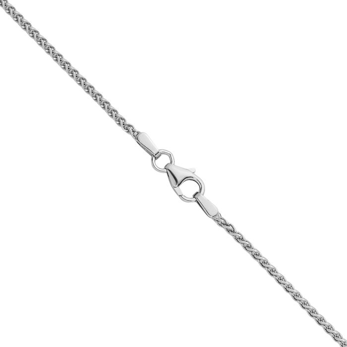 18K Solid White Gold 1.7mm Spiga Wheat Link Chain Necklace