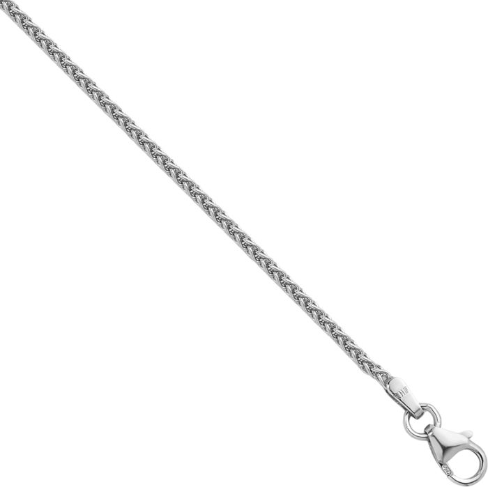 18K Solid White Gold 1.7mm Spiga Wheat Link Chain Necklace