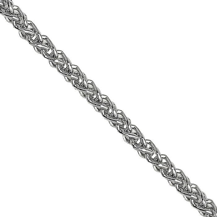 18K Solid White Gold 1mm Spiga Wheat Link Chain Necklace