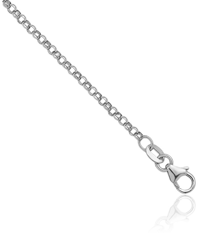 18K Solid White Gold 2.4mm Cable Rolo Link Chain Belcher Necklace