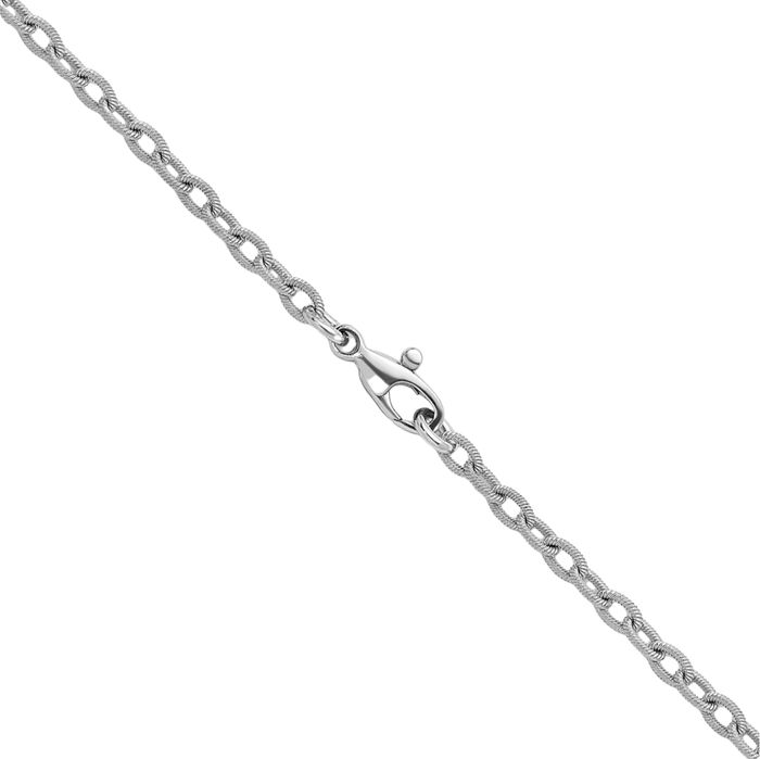 18K Solid White Gold 2.8mm Cable Rolo Link Chain Belcher Necklace