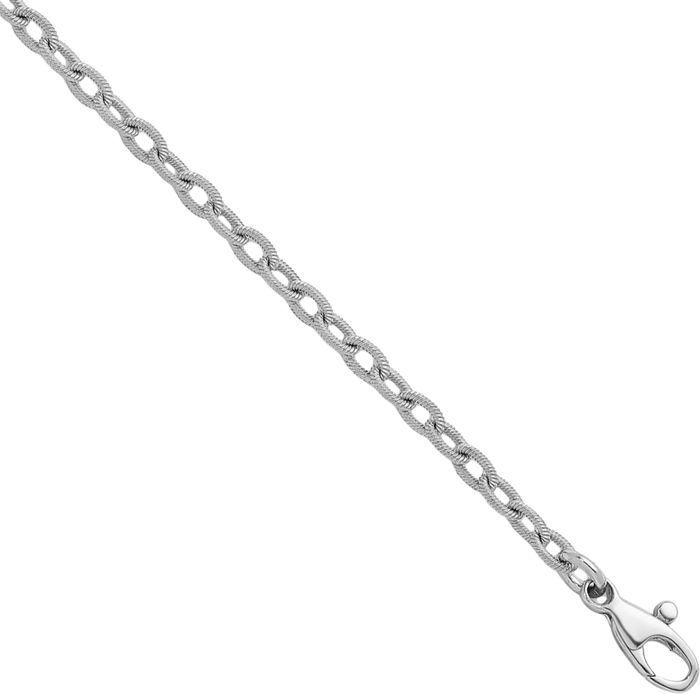 18K Solid White Gold 2.8mm Cable Rolo Link Chain Belcher Necklace