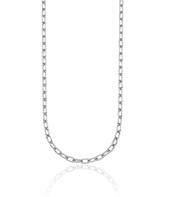 18K Solid White Gold 2.9mm Oval Cable Rolo Link Chain Belcher Necklace